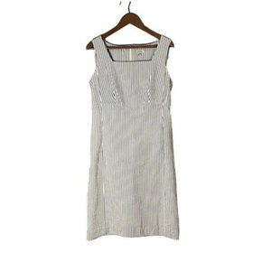 J. Peterman Black and White Striped Midi Dress